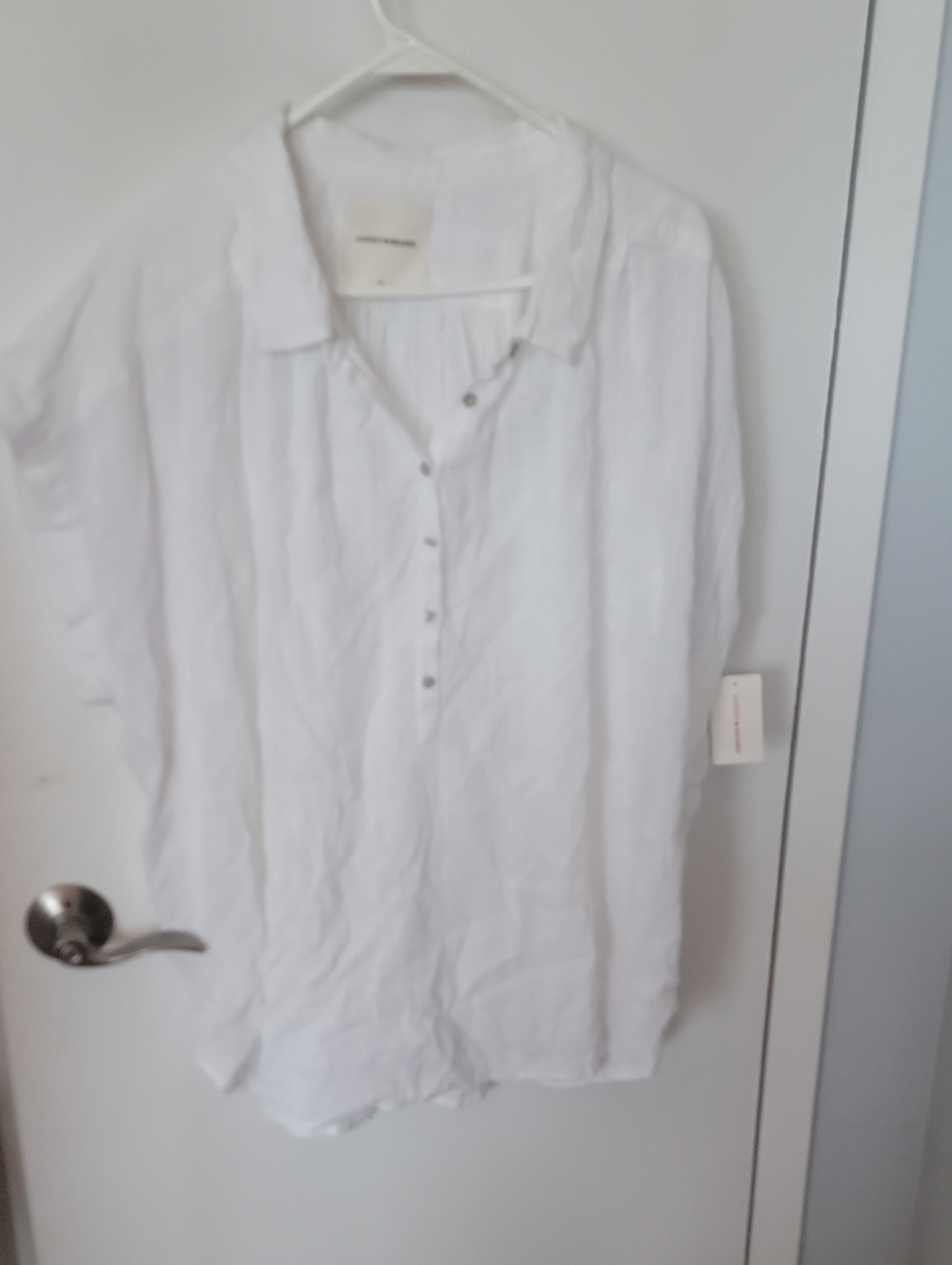 Lucky Brand White Linen Button Pullover Shirt